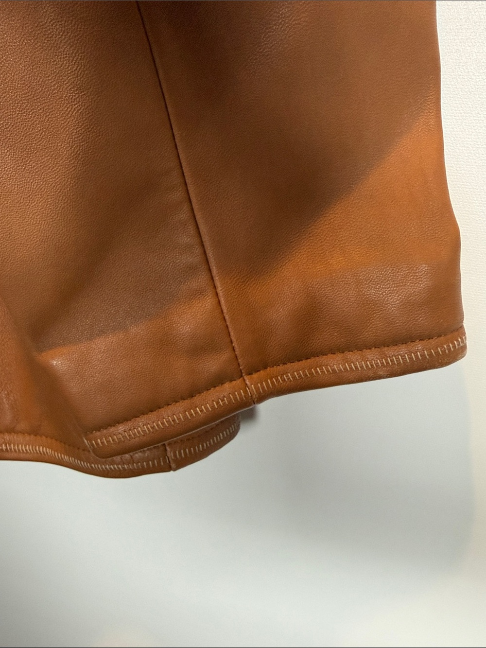 Wilsons Leather Pelle Studio Men's Cognac Leather Zip-Up Jacket Large - Picture 8 of 9